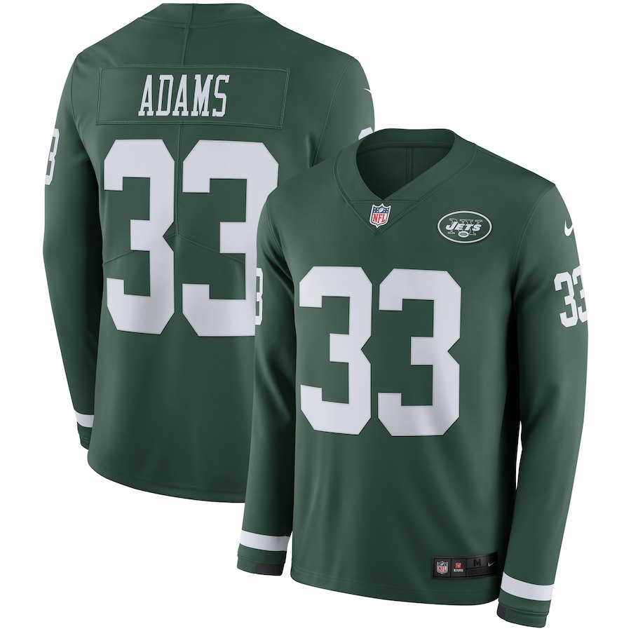 Men New York Jets 33 Adams green Limited NFL Nike Therma Long Sleeve Jersey
